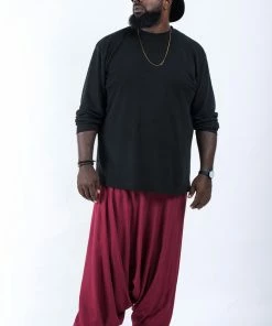 HaremPants.com Plus Size Solid Color Drop Crotch Men's Harem Pants In Red