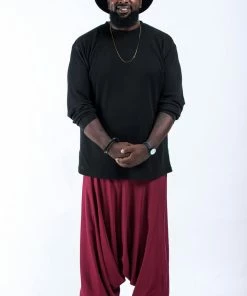 HaremPants.com Plus Size Solid Color Drop Crotch Men's Harem Pants In Red