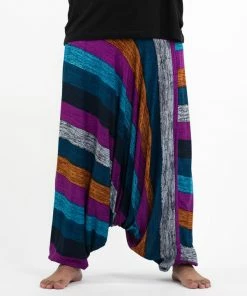 HaremPants.com Plus Size Boho Blue Striped Drop Crotch Men's Harem Pants 6 HaremPants.com Plus Size Boho Blue Striped Drop Crotch Men's Harem Pants