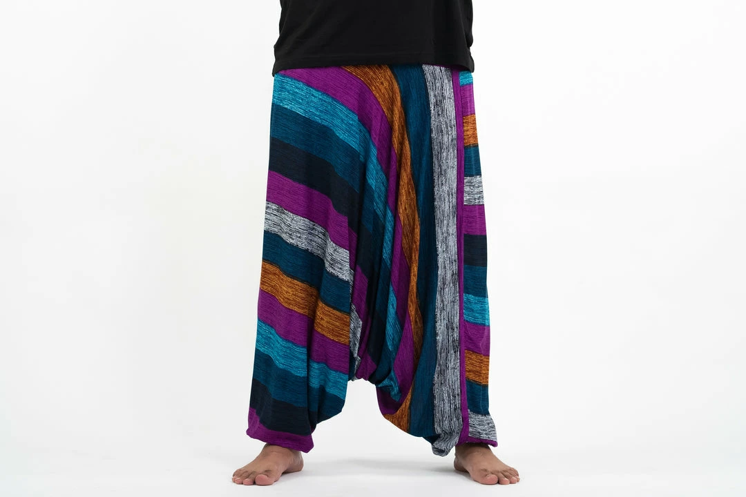 HaremPants.com Plus Size Boho Blue Striped Drop Crotch Men's Harem Pants 4 HaremPants.com Plus Size Boho Blue Striped Drop Crotch Men's Harem Pants