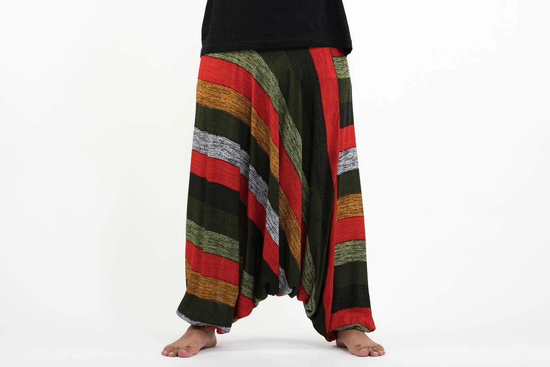 HaremPants.com Plus Size Boho Green Striped Drop Crotch Men's Harem Pants 4 HaremPants.com Plus Size Boho Green Striped Drop Crotch Men's Harem Pants
