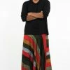 HaremPants.com Plus Size Boho Green Striped Drop Crotch Men's Harem Pants