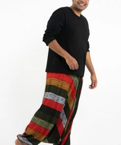 HaremPants.com Plus Size Boho Green Striped Drop Crotch Men's Harem Pants 7 HaremPants.com Plus Size Boho Green Striped Drop Crotch Men's Harem Pants