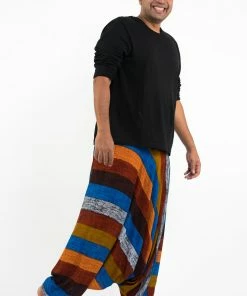 HaremPants.com Plus Size Boho Rust Striped Drop Crotch Men's Harem Pants 7 HaremPants.com Plus Size Boho Rust Striped Drop Crotch Men's Harem Pants