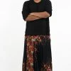 HaremPants.com Plus Size Floral Drop Crotch Men's Harem Pants In Black