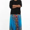 HaremPants.com Plus Size Floral Drop Crotch Men's Harem Pants In Ocean Blue