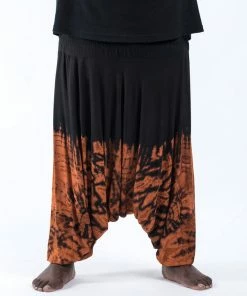 HaremPants.com Plus Size Tie Dye Drop Crotch Men's Harem Pants In Black 05