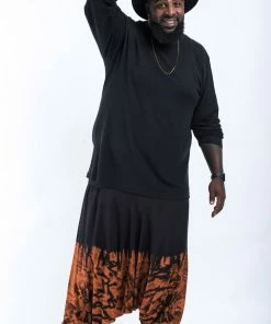 HaremPants.com Plus Size Tie Dye Drop Crotch Men's Harem Pants In Black 05