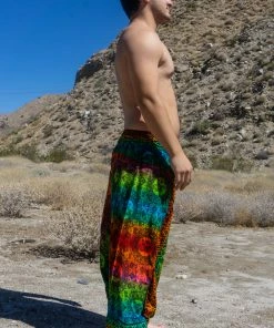 HaremPants.com Plus Size Rainbow Elephant Drop Crotch Men's Harem Pants In Orange