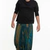 HaremPants.com Plus Size Peacock Eyes Drop Crotch Men's Harem Pants In Turquoise