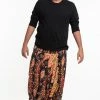 HaremPants.com Plus Size Peacock Paisley Drop Crotch Men's Harem Pants In Black