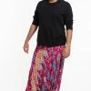 HaremPants.com Plus Size Peacock Paisley Drop Crotch Men's Harem Pants In Pink