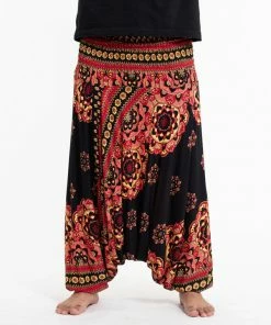 HaremPants.com Plus Size Lotus Mandalas Drop Crotch Men's Harem Pants In Black 6 HaremPants.com Plus Size Lotus Mandalas Drop Crotch Men's Harem Pants In Black