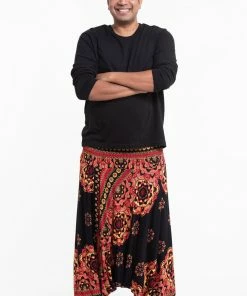 HaremPants.com Plus Size Lotus Mandalas Drop Crotch Men's Harem Pants In Black