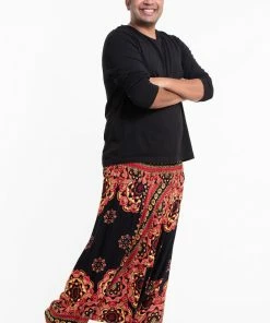 HaremPants.com Plus Size Lotus Mandalas Drop Crotch Men's Harem Pants In Black 7 HaremPants.com Plus Size Lotus Mandalas Drop Crotch Men's Harem Pants In Black