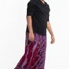 HaremPants.com Plus Size Paisley Feathers Drop Crotch Men's Harem Pants In Red