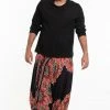 HaremPants.com Plus Size Peony Mandalas Drop Crotch Men's Harem Pants In Black
