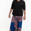 HaremPants.com Plus Size Peony Mandalas Drop Crotch Men's Harem Pants In Indigo