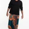 HaremPants.com Plus Size Peony Mandalas Drop Crotch Men's Harem Pants In Teal