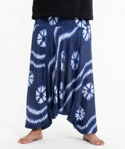 HaremPants.com Plus Size Tie Dye Drop Crotch Men's Harem Pants In Indigo