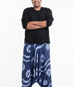 HaremPants.com Plus Size Tie Dye Drop Crotch Men's Harem Pants In Indigo
