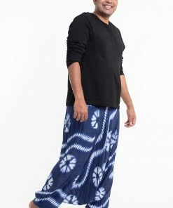 HaremPants.com Plus Size Tie Dye Drop Crotch Men's Harem Pants In Indigo