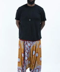 HaremPants.com Plus Size Mandala Elephant Drop Crotch Men's Elephant Pants In Bronze