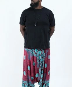 HaremPants.com Plus Size Mandala Elephant Drop Crotch Men's Elephant Pants In Red 9 HaremPants.com Plus Size Mandala Elephant Drop Crotch Men's Elephant Pants In Red