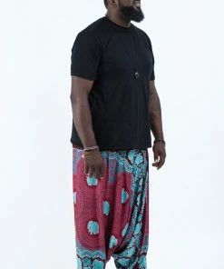 HaremPants.com Plus Size Mandala Elephant Drop Crotch Men's Elephant Pants In Red 8 HaremPants.com Plus Size Mandala Elephant Drop Crotch Men's Elephant Pants In Red