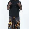 HaremPants.com Plus Size Peacock Elephant Drop Crotch Men's Elephant Pants In Black