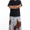 HaremPants.com Plus Size Marble Mandalas Drop Crotch Men's Harem Pants In Brown