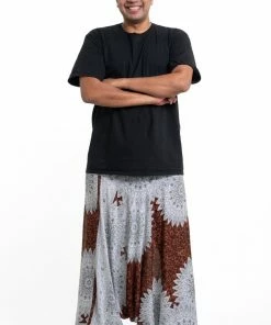 HaremPants.com Plus Size Marble Mandalas Drop Crotch Men's Harem Pants In Brown