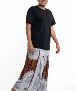 HaremPants.com Plus Size Marble Mandalas Drop Crotch Men's Harem Pants In Brown