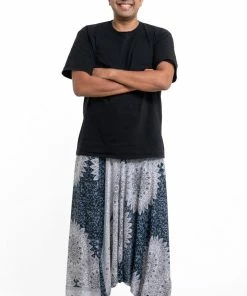 HaremPants.com Plus Size Marble Mandalas Drop Crotch Men's Harem Pants In Indigo