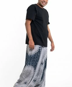 HaremPants.com Plus Size Marble Mandalas Drop Crotch Men's Harem Pants In Indigo