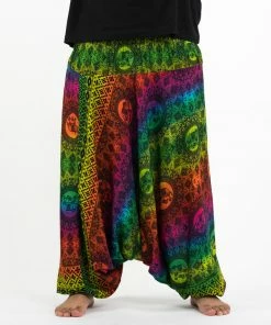 HaremPants.com Plus Size Rainbow Elephant Drop Crotch Men's Harem Pants In Green