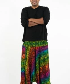 HaremPants.com Plus Size Rainbow Elephant Drop Crotch Men's Harem Pants In Green