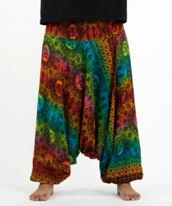 HaremPants.com Plus Size Rainbow Elephant Drop Crotch Men's Harem Pants In Orange