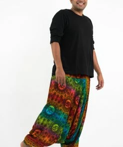 HaremPants.com Plus Size Rainbow Elephant Drop Crotch Men's Harem Pants In Orange