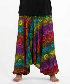 HaremPants.com Plus Size Rainbow Elephant Drop Crotch Men's Harem Pants In Purple
