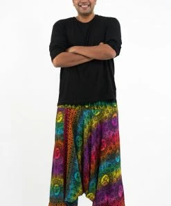 HaremPants.com Plus Size Rainbow Elephant Drop Crotch Men's Harem Pants In Purple