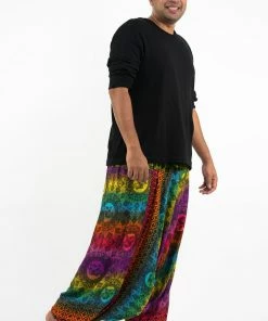HaremPants.com Plus Size Rainbow Elephant Drop Crotch Men's Harem Pants In Purple