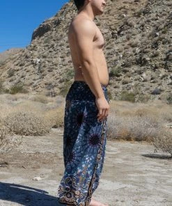HaremPants.com Plus Size Paisley Mandalas Drop Crotch Men's Harem Pants In Gray
