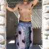 HaremPants.com Plus Size Paisley Mandalas Drop Crotch Men's Harem Pants In Silver Gray