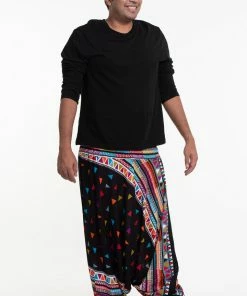 HaremPants.com Plus Size Triangles Drop Crotch Men's Harem Pants In Black