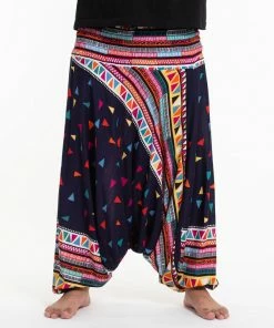 HaremPants.com Plus Size Triangles Drop Crotch Men's Harem Pants In Navy