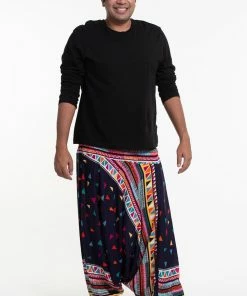 HaremPants.com Plus Size Triangles Drop Crotch Men's Harem Pants In Navy