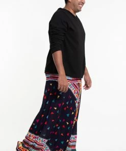 HaremPants.com Plus Size Triangles Drop Crotch Men's Harem Pants In Navy