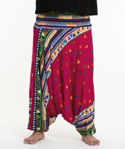 HaremPants.com Plus Size Triangles Drop Crotch Men's Harem Pants In Pink