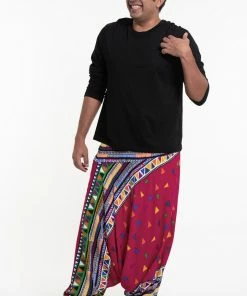 HaremPants.com Plus Size Triangles Drop Crotch Men's Harem Pants In Pink